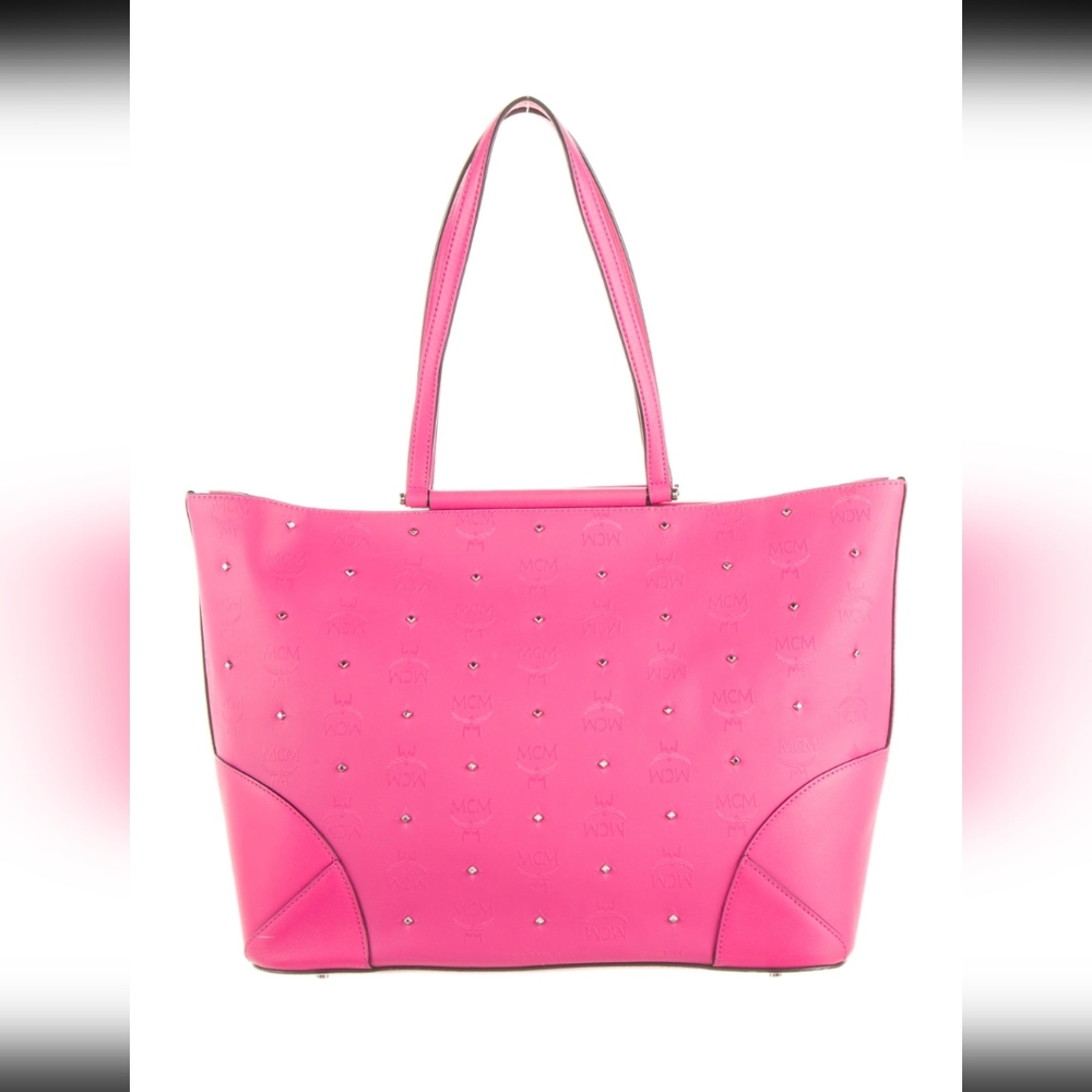 MCM pink tote Cloudia Studded Tote